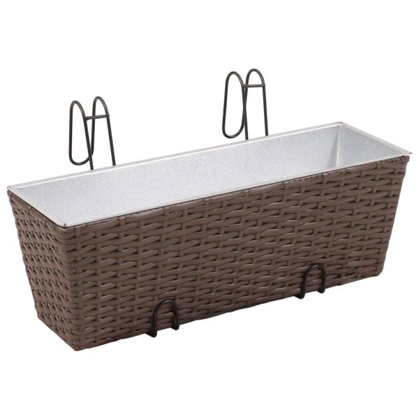 Conjunto de plantadeiras de rattan 2 peças 50 cm Marrom - Image 2