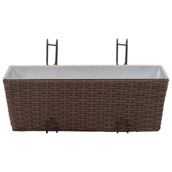 Conjunto de plantadeiras de rattan 2 peças 50 cm Marrom - Image 3