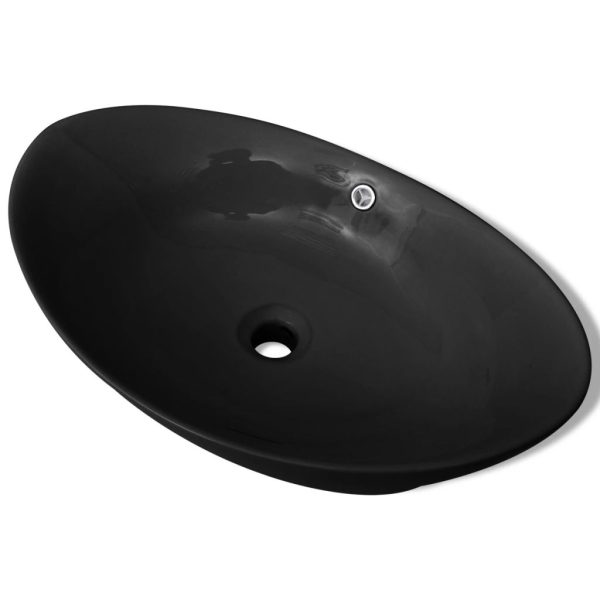 Lavatório cerâmico oval preto 59 x 38,5 cm - Image 2