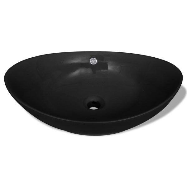 Lavatório cerâmico oval preto 59 x 38,5 cm - Image 3