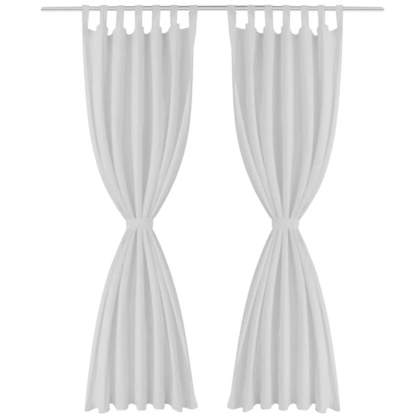 Cortinas de cetim com presilhas, 2 pcs 140 x 175 cm branco - Image 2