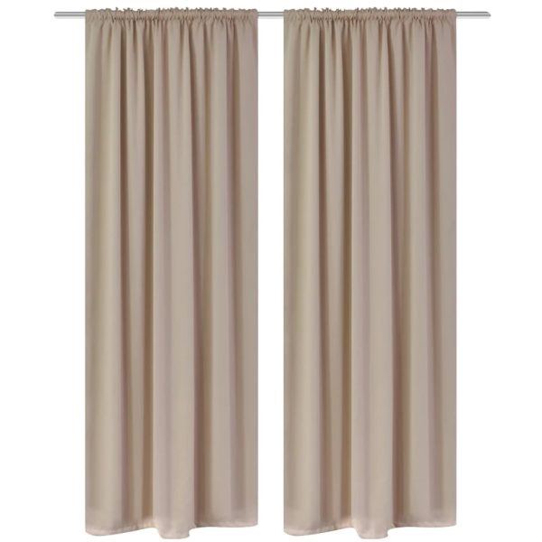 Cortinas opacas + barra de franzir 2 pcs 135 x 245 cm creme