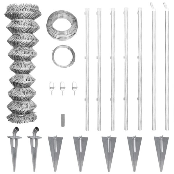 Cerca de arame com postes/espetos 15x1,25 m aço galvanizado