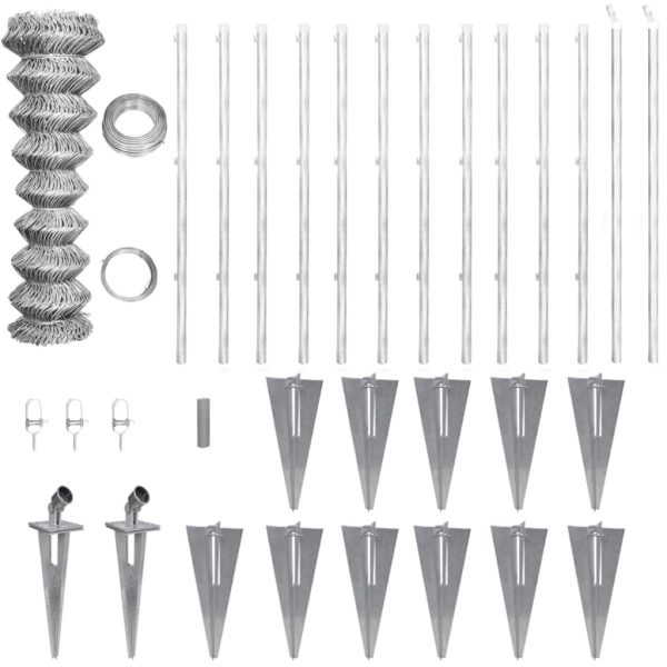 Cerca de arame com postes/espetos 25x1 m aço galvanizado