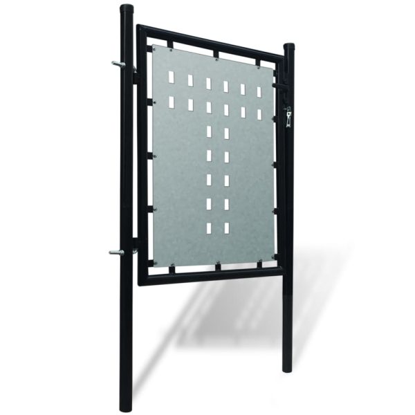 Portão de cerca com porta única 100x125 cm preto - Image 2
