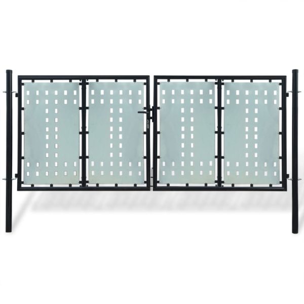 Portão de cerca com porta única 300x175 cm preto