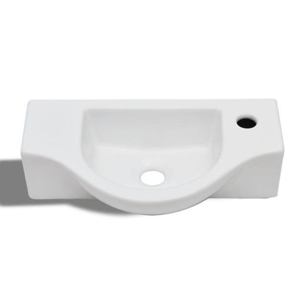 Lavatório cerâmica redondo com furo para torneira, branco - Image 3