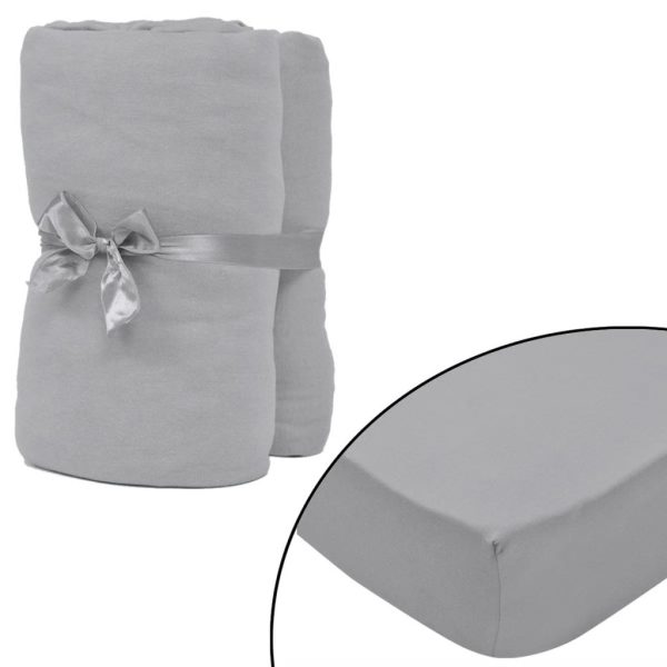 vidaXL Lençol ajustável 2 pcs algodão 120x200-130x200 cm cinza