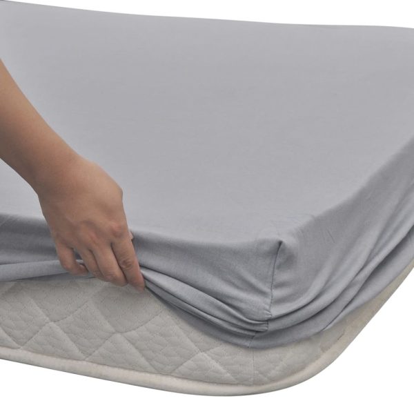vidaXL Lençol ajustável 2 pcs algodão 120x200-130x200 cm cinza - Image 2