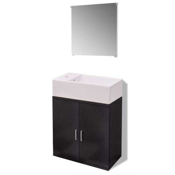 Móveis casa de banho 3 pcs e conjunto de bacia preto - Image 2