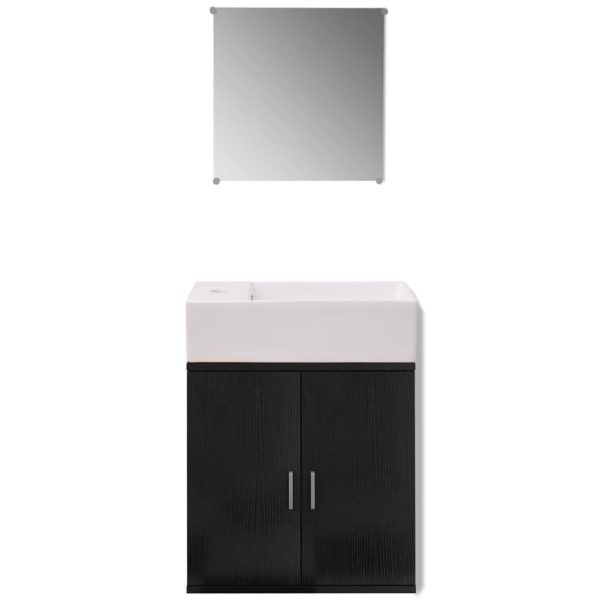 Móveis casa de banho 3 pcs e conjunto de bacia preto - Image 3