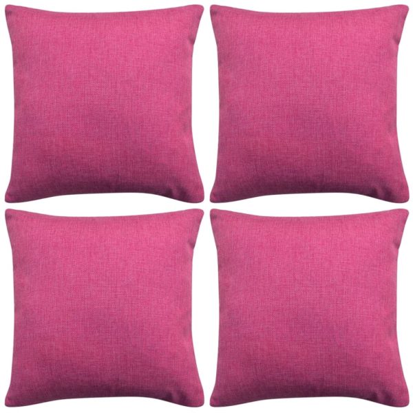 Capa de almofada 4 pcs aspeto de linho 80x80 cm rosa