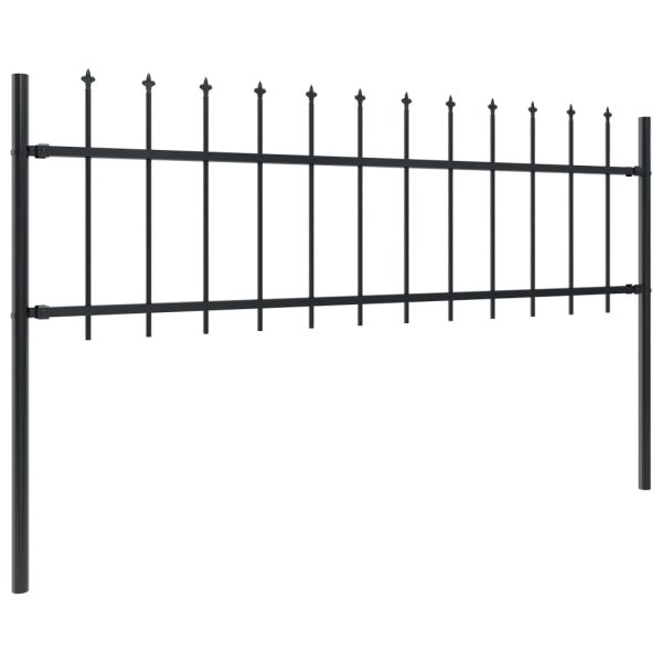 Cerca de jardim com topo lanças 1,7x0,6 m aço preto - Image 2