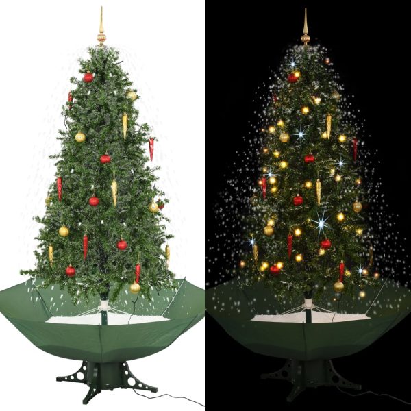 Árvore de Natal com neve base formato guarda-chuva 190 cm verde