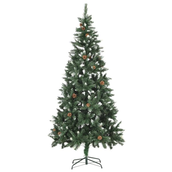 Árvore de Natal artificial com pinhas e brilho branco 210 cm - Image 2