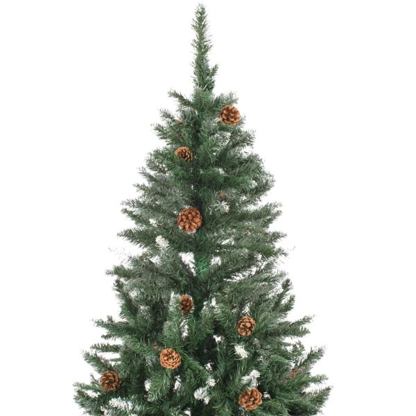 Árvore de Natal artificial com pinhas e brilho branco 210 cm - Image 3