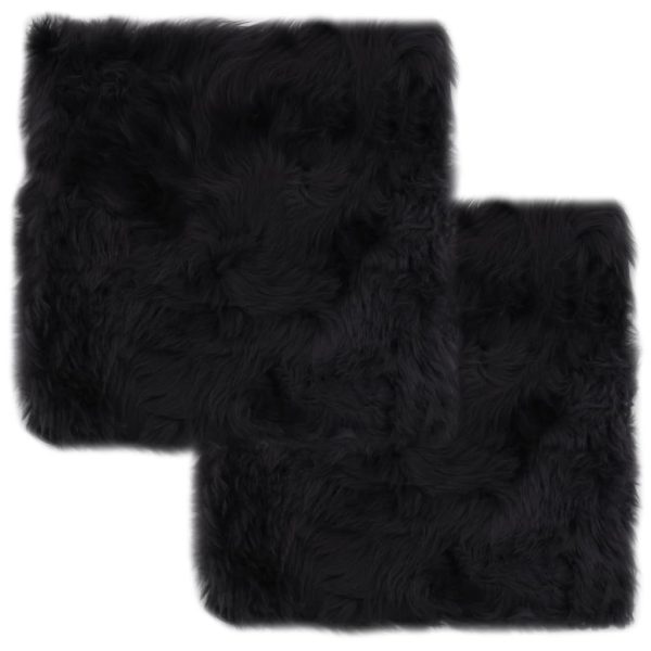 Almofadas cadeira 2 pcs 40x40cm pele carneiro cinzento-escuro