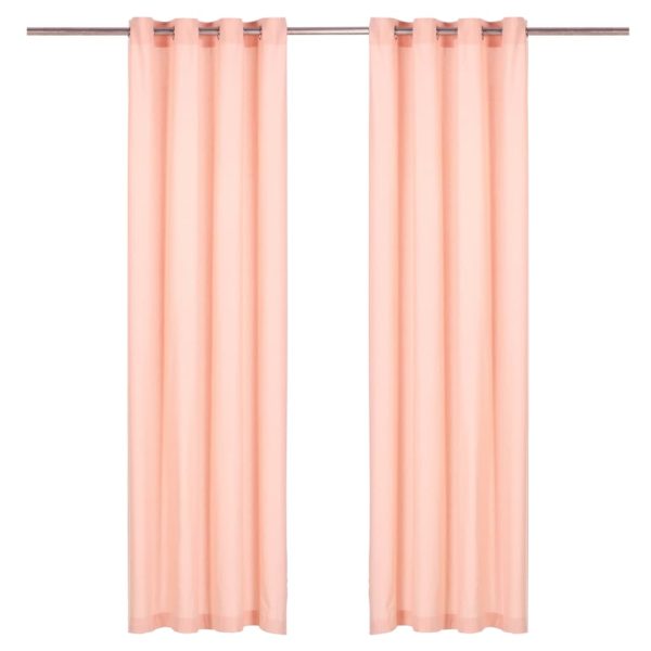 vidaXL Cortinas com argolas de metal 2 pcs algodão 140x175 cm rosa