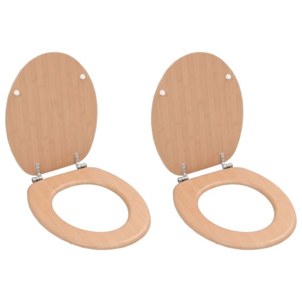 Assentos de sanita 2 pcs com tampas MDF design bambu