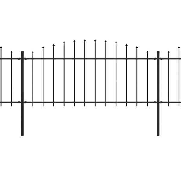 Cerca de jardim com topo em lanças (0,5-0,75)x3,4 m aço preto - Image 2