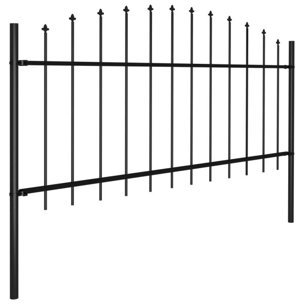 Cerca de jardim com topo em lanças (0,5-0,75)x3,4 m aço preto - Image 3