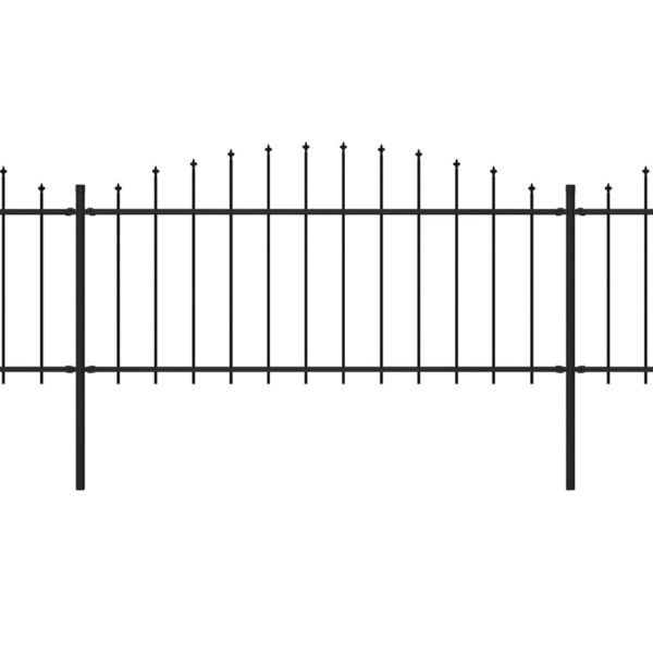 Cerca de jardim com topo em lanças (0,5-0,75)x8,5 m aço preto - Image 2