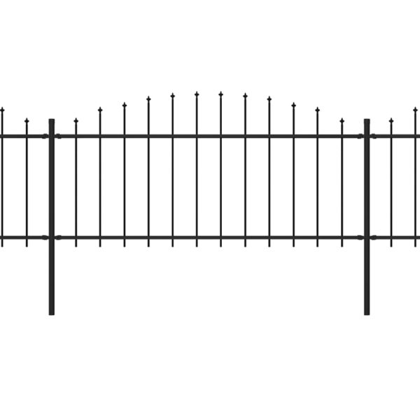 Cerca de jardim com topo em lanças (0,5-0,75)x13,6 m aço preto - Image 2