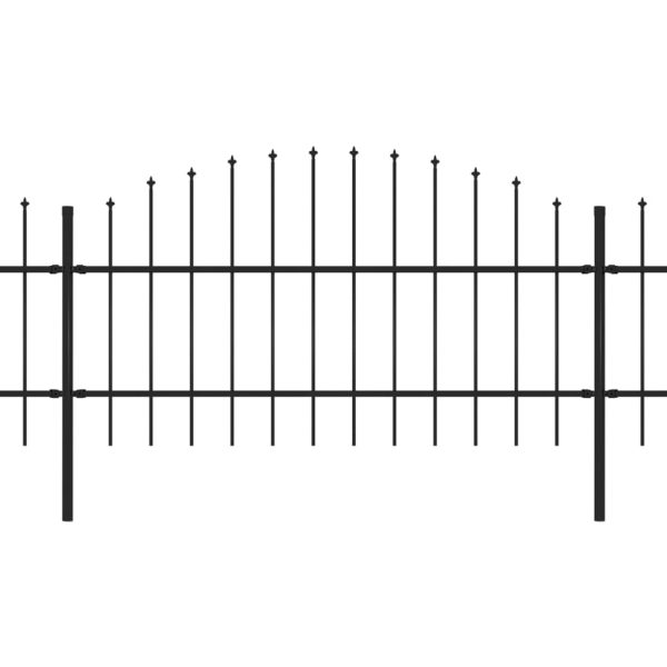 Cerca de jardim com topo em lanças (0,75-1)x6,8 m aço preto - Image 2