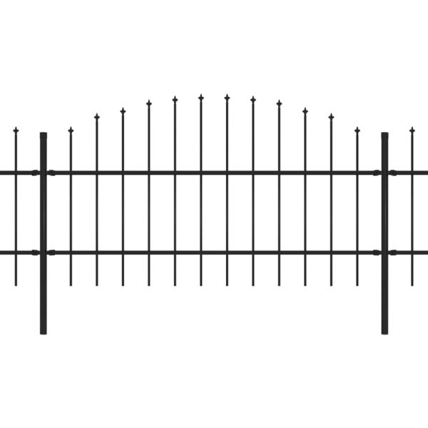 Cerca de jardim com topo em lanças (0,75-1)x13,6 m aço preto - Image 2