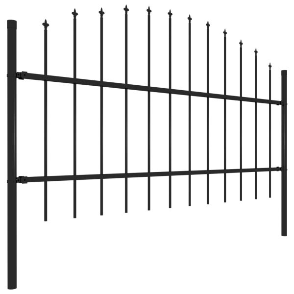 Cerca de jardim com topo em lanças (0,75-1)x13,6 m aço preto - Image 3