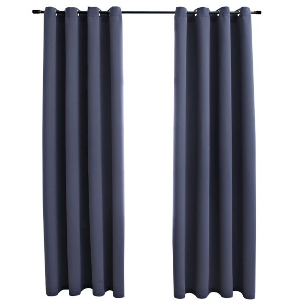 Cortinas blackout c/ argolas em metal 2 pcs 140x245cm antracite - Image 2