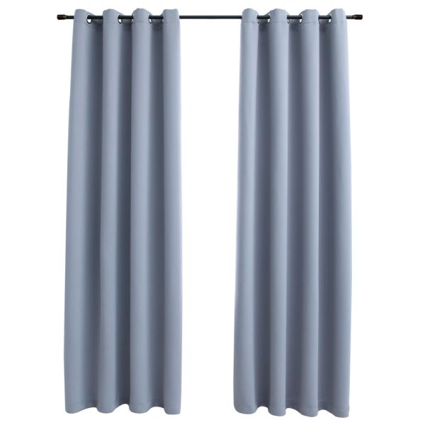 Cortinas blackout c/ argolas em metal 2 pcs 140x245 cm cinzento - Image 2