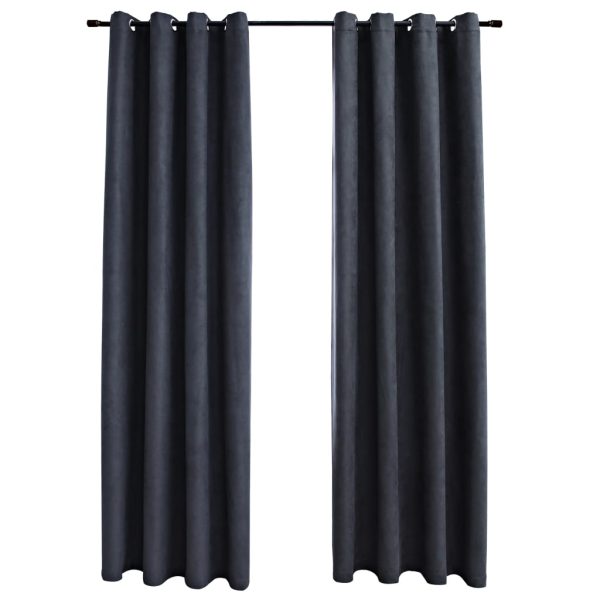 Cortinas blackout c/ argolas em metal 2 pcs 140x245cm antracite - Image 2