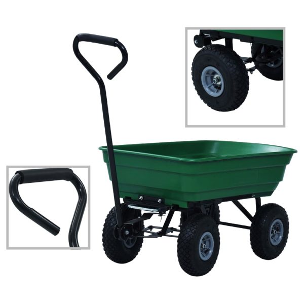 Carrinho de mão basculante para jardim 300 kg 75 L verde