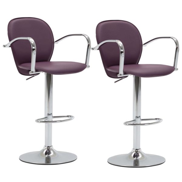 Bancos de bar com apoios de braços 2 pcs couro artificial roxo - Image 2