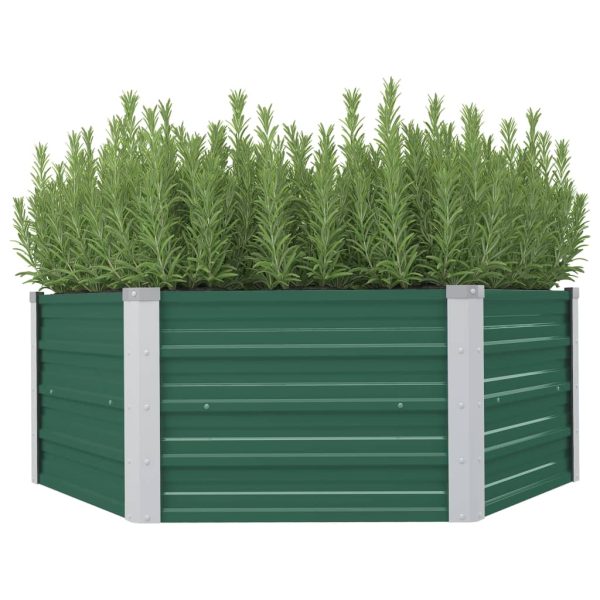 Canteiro de jardim elevado 129x129x46 cm aço galvanizado verde