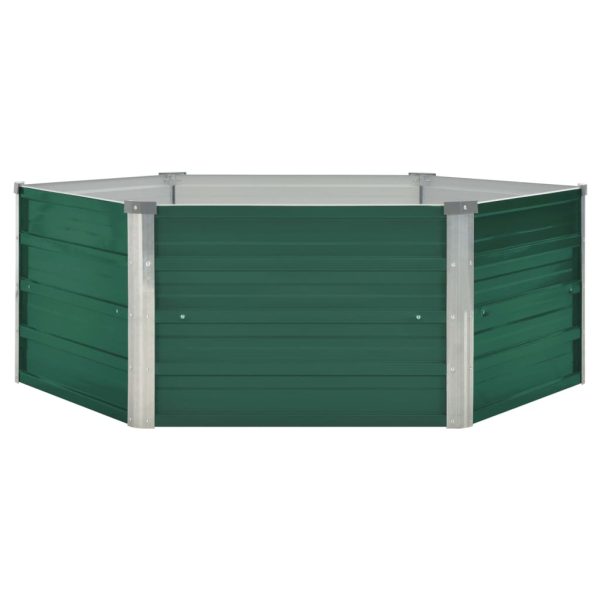 Canteiro de jardim elevado 129x129x46 cm aço galvanizado verde - Image 2