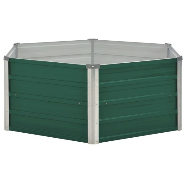 Canteiro de jardim elevado 129x129x46 cm aço galvanizado verde - Image 3