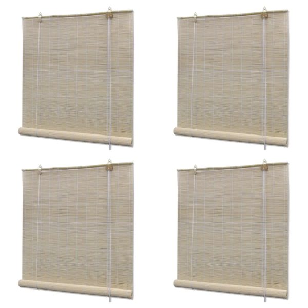 Estores de rolo em bambu natural 4 pcs 120x160 cm