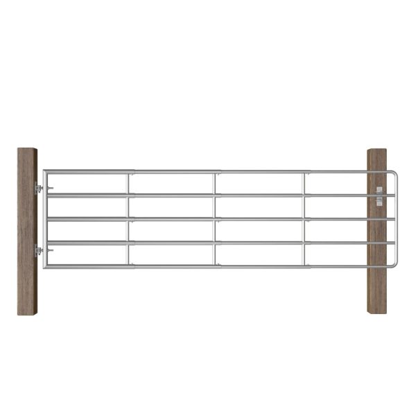 Portão para campo 5 barras aço (115-300)x90 cm prateado