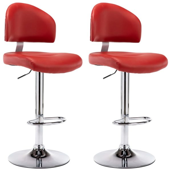 Bancos de bar 2 pcs couro artificial vermelho tinto - Image 2