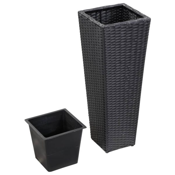 Vaso/floreira de jardim 30x30x80 cm vime PE preto - Image 3