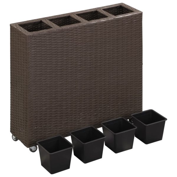 Floreira com 4 vasos 80x22x79 cm vime PE castanho - Image 3