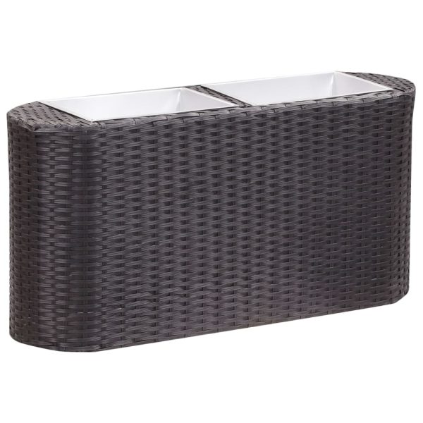 Floreira de jardim 80x25x40 cm vime PE preto