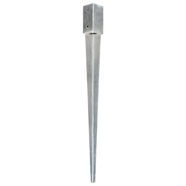Estacas de enterrar 12 pcs 7x7x90 cm aço galvanizado prateado - Image 2