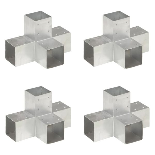 Bases para poste em forma de X 4 pcs 91x91 mm metal galvanizado