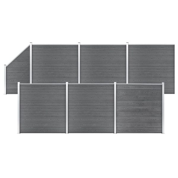 Painel vedação WPC 6 quadrados 1 inclinado 1138x186 cm cinzento