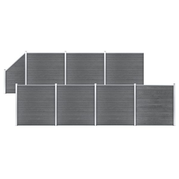 Painel vedação WPC 7 quadrados 1 inclinado 1311x186 cm cinzento