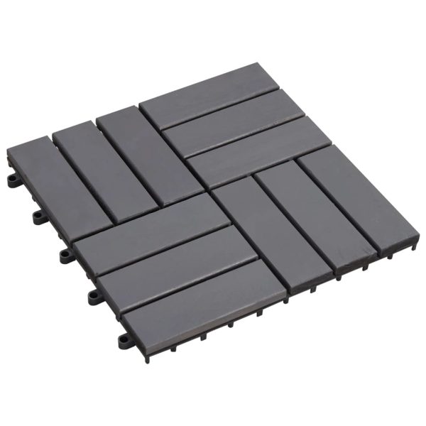 Ladrilhos de terraço 20 pcs 30x30 cm acácia maciça cinzento - Image 2