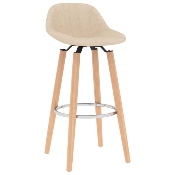 Bancos de bar 2 pcs tecido cor creme - Image 2